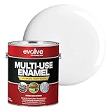 EVOLVE Multi-Purpose Alkyd Enamel – Interior Exterior Oil-Based Paint for Wood, Metal, Concrete, & Masonry, High-Gloss, Rust & Abrasion Resistant (Gloss White, 1 Gallon)