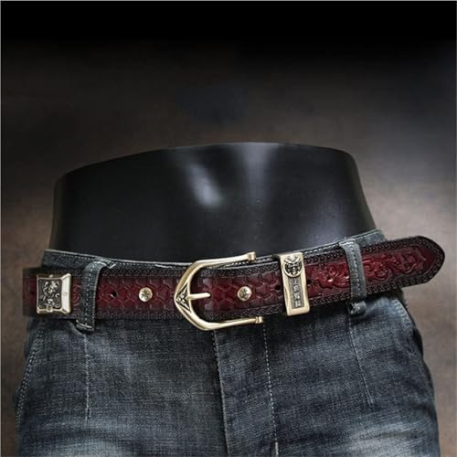 Ceinture en cuir pour homme coupe ajustée avec boucle à plaque verte