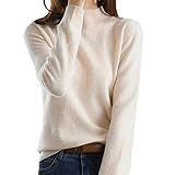 [PALAME] ニット トップス レディース 秋冬 ニュールック・3サイズ展開・ハイネック・カシミヤタッチ・重ねる着便利・着回しやすい・厚手・着痩せ・小顔・高伸縮 リブ セーター カットソー ニットソー インナー 長袖 カジュアル 秋 冬 (L, ベージュ)