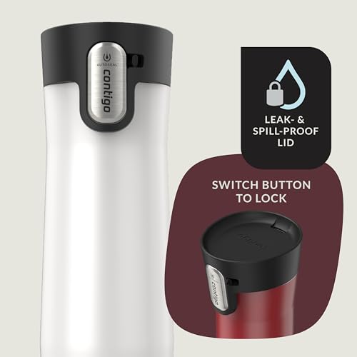 Image of Contigo AUTOSEAL West Loop Vacuum-Insulated Stainless Steel Travel Mug with Easy-Clean Lid 20 oz 2 pack Goji Berry Frosted Pearl Frosted Pearl