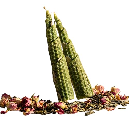 Bougie cire d'abeille Rose Thé vert rituel spirituel et méditation