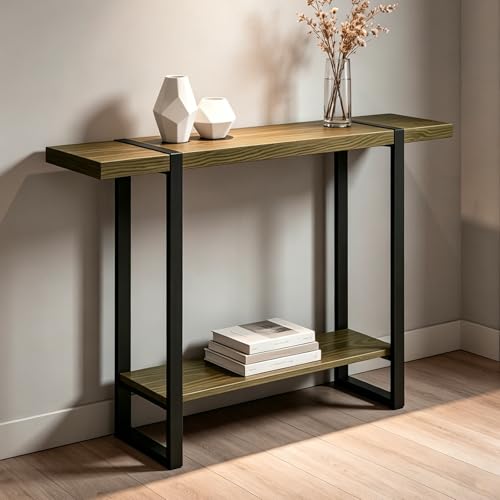 TTelvekiki Modern Narrow Accent Table – Solid Wood Slim Console