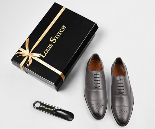 Image of LOUIS STITCH Men's Formal Shoe | Derby Shoes, Lace-Up Style, Shiny Finish | Solid Design | Perfect for Formal, Business Casual, and Parties (LSRGCT)