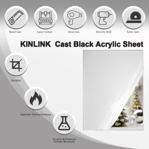 Image of KINLINK 12x16 Plexiglass Sheets 1 /8 inch Thick - 3mm Silver Mirror Cast Acrylic Sheet, Plastic Board Polycarbonate Sheet for DIY Project, Craft, Wall Mirror, Acrylic Sign and Wedding Invitation 2 Pack
