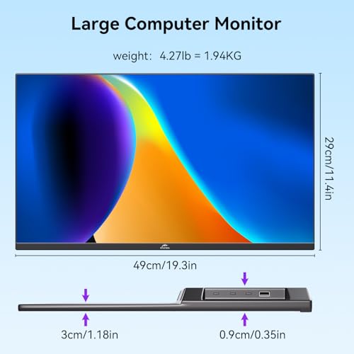Kenowa 21.5" Large Portable Monitor FHD 1080P IPS 75Hz Frameless USB C HDMI Portable Gaming Monitor, Built in Speakers Stand Travel Second Monitor for Laptop Phone PC Xbox by Kenowa - Image 5