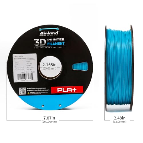 Image of INLAND Micro Center PLA+ 3D Printing Filament 1.75mm - PLA Pro Dimensional Accuracy + /- 0.03 mm - 1kg Cardboard Spool (2.2 lbs) (1 Pack Light Blue, 1.75mm)