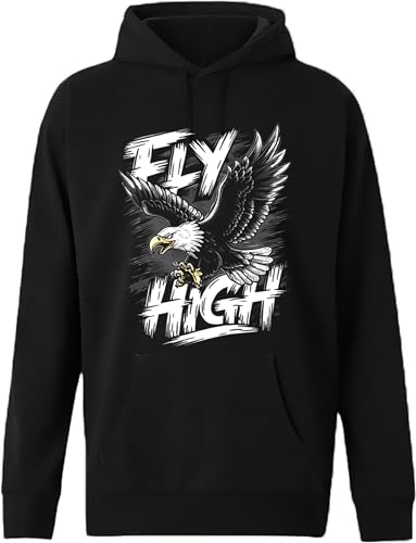 Image of West Gate Clothing Plus Size Mens Cotton Hoodies,Hooded Sweatshirt|100% Cotton Hoodies Plus Size Collection for Men|Fly High Printed Hoodie