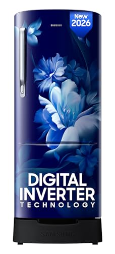 Samsung 223 L, 3 Star, Digital Inverter, Direct-Cool Single Door Refrigerator (RR24H2823UZ/NL, Midnight Blossom Blue, Base Stand Drawer, Single Touch Defrost, 2026 Model)