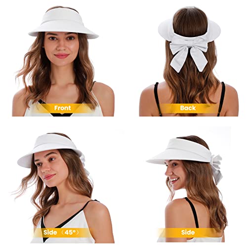 Simplicity White Visor Hat Women'S Upf 50+ Uv Protection Visor Hats For Women Wide Brim Beach Womens Sun Hat,White Visor thumb #1
