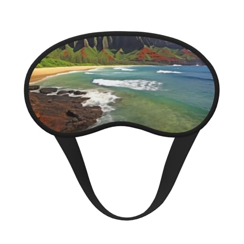 カウアイ島 ハワイ シーショア スリープマスク 横向き寝用 遮光ナイトマスク 睡眠用アイマスク レディース メンズ アイカバー ソフトで快適なアイシェード 旅行 昼寝