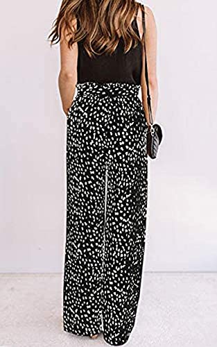 Ecowish Womens Palazzo Pants Wide Leg Trousers With Pockets High Waist Casual Loose Flowy Pants With Belt 160 Black Medium #TOP2