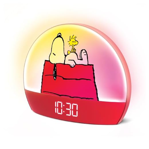 Peanuts Snoopy Sunrise Alarm Clock – Vibrant Snoopy Edition with Multicolor Lights, USB Charging
