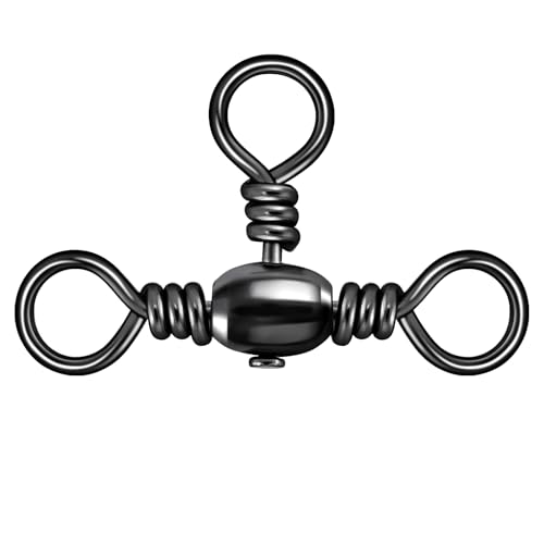Alwonder 50-Pack 3 Way Swivels Fishing Tackle High Strength Stainless Steel Barrel Swivels 35-175LB Three Way Swivel for Saltwater Freshwater Catfish Rigs Surf Fishing Rigs 75LB
