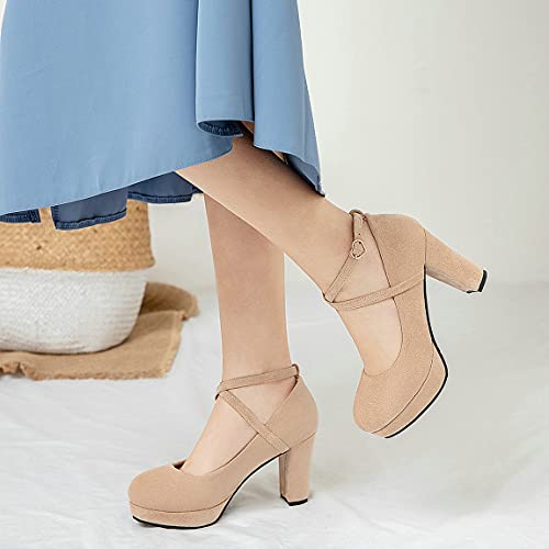 Trendenzy Womens Chunky High Heel Ankle Strap Pumps Platform Sweet Dress Shoes2