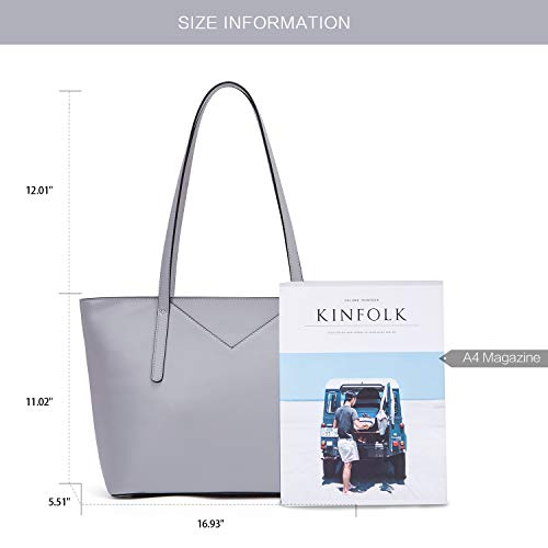BROMEN Women Handbags Designer Leather Tote Purse Large Capacity Purses and Handbags Shoulder Bag Grey