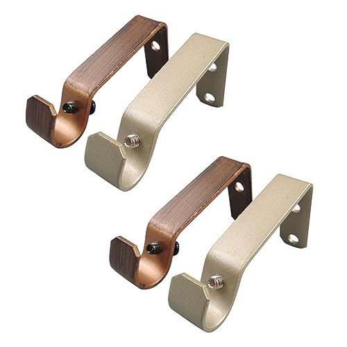 Levemolo 4PCS Retro Iron Hook Curtain Pole Brackets Thickened Valance Rod Support for Single Rod Curtains Decor Easy to Install Antique and Light Finish