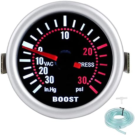 Turbo Boost Gauge, Qiilu Turbo Boost Gauge Kit 2in 12V ‑30‑30PSI Pointer Auto Car Turbo Pressure Meter High Accuracy