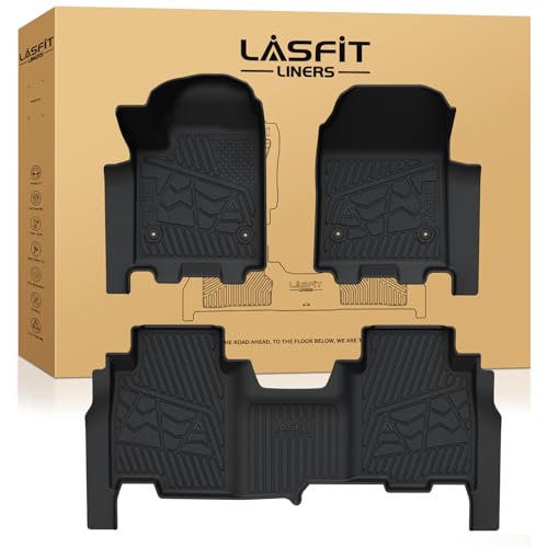 Image of LASFIT Floor Mats for Chevrolet Chevy Silverado EV & GMC Sierra EV 2024-2026 (Fit Multi-Flex Midgate, Not Fit Without Multi-Flew Midgate), All Weather TPE Custom Fit Floor Liners