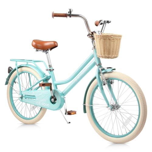 kaiwrxin 20 Inch Girls Bike, Single Speed Kids' Bicycles with Basket and Kickstand, Kids Beach Cruiser Bike for Girls, Adjustable Seat, Multiple Colors (Green)