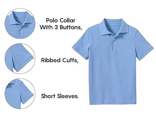 Image of Galaxy by Harvic Polo Shirt for Boys - 5 Pack School Uniform for Boys, Tagless Cotton Blend - Soft Comfortable Everyday Wear
