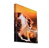  YVAN MOINS CHER Moderne Impression sur Toile Chat 20 X 20 cm Image Tableau Decoration murale Avec Chassis Bois Cadre Decoratif