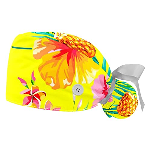 Chapeau de travail respirant JDEZ lot de 2 casquettes à motif hibiscus exotique