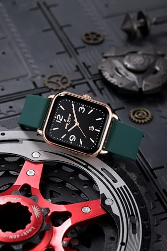 Image of Daniel Hechter Paris Gabrielle Collection Luxury Analog Watch for Women with Square Dial, Date Display and Silicone Strap