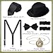 YESSA 1920s Mens Costume,1920 Mens Outfit,Roaring 20s Costumes for Men,1920s Hat Vest Pocket Watch Suspenders Tie