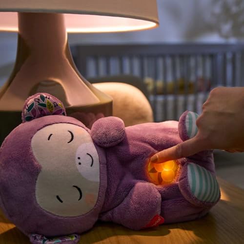 Image of Fisher-Price Baby Toy Soothe 'n Snuggle Purple Monkey Plush Portable Sound Machine with Breathing Motion & Lights for Newborns Ages 0+ Months