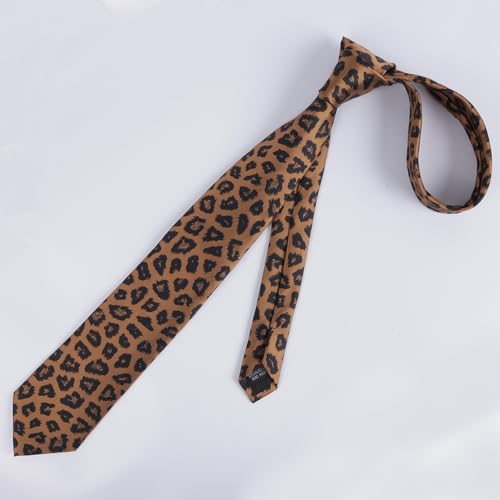 Image of Alizeal Men's Leopard Print Tie Set 3.15'' Necktie with Pocket Square Gift Box for Wedding and Fashion Occasions