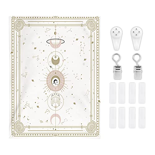 Tapisserie murale en phases de la lune - Blanc - Mandala - Pour chambre à coucher et salon - 130 x 150 cm Cover
