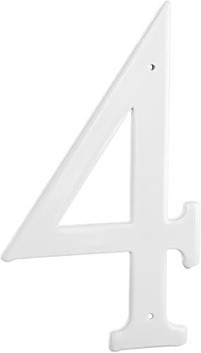 Montague Metal Products CSHN-6-4-W - Placa de aluminio para exteriores con número 4, pequeña, color blanco