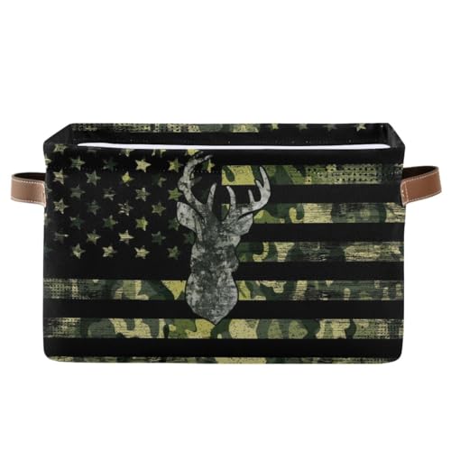 Camo Hunting Rectangular Storage Basket Organizer Bin Shelf Baskets For Clothes Gifts For Home Office Dorm