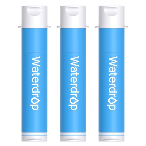 Waterdrop Filtro de agua para camping, sistema de filtración de agua de 0.01 micras, paquete de 3 filtros de agua potable al aire libre, purificador de agua potable para emergencia, senderismo, viajes