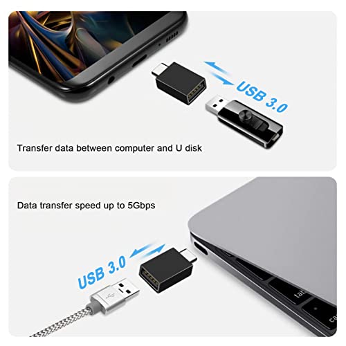 Henrety USB C to USB Adapter USB C Male to USB3.0 Female OTG Adapter Compatible with MacBook Air 2020/MacBook 12 inch/iPad Pro 2020 and More, Black and Dark Green(Pack of 2)