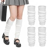 LXUEJIE 2 Pair Knit Leg Warmers for Women, 80s Ribbed Knitted Long Socks, Knee High Stretchy Legwarmers for Dance, Party & Yoga, Thick Cozy Winter Fitness Accessory