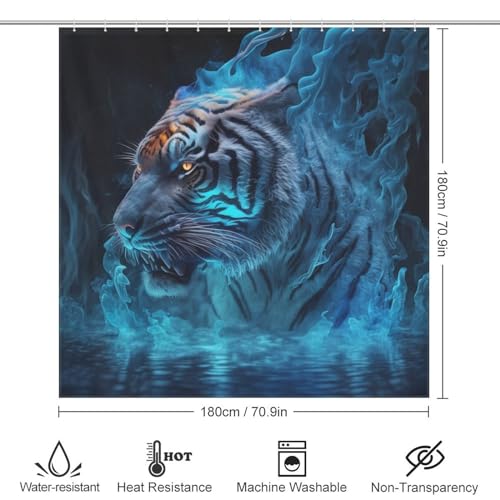 Rideau de douche tigre en polyester imperméable 183x183 cm - 4