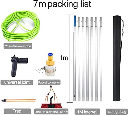 Window Cleaning Telescopic Cleaner Wash Brush Kit Adjustable Pole Length，Telescopic Window Cleaner,Window Cleaning Pole,Water Fed Telescopic Brush 7m Photovoltaic Panel Cleaning Tool 30Cm Br