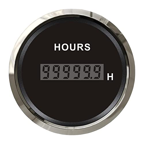 SENEHGMLP(売店) バックライト付き52mm 2 "エンジンアワーメーターゲージ12V / 24V 99999.9h 自動車用電圧計(BS)