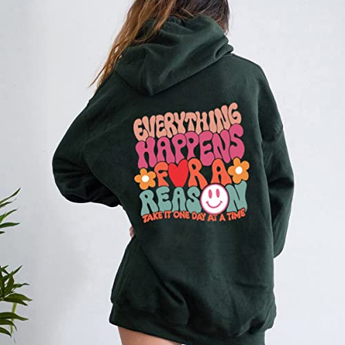 Everything Happens For Reason Hoodies, Hoodie With Words On Back Trendy, Positive Quote Hoodie For Women, Positive Hoodies For Women, Positive Message Hoodie