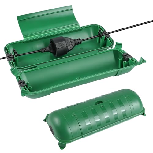 Copertura di Sicurezza del Cavo di Prolunga All'aperto, Blumacht Scatola di Protezione Impermeabile IP44, Protezione del Cavo di Prolunga per Spina, Timer, 29 cm x 11 cm x 7,5 cm (Verde)