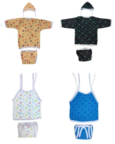 Image of TANGY Hosiery Newborn Baby Boy's and Baby Girls Jhabla Clothing Top Set(Pack of 4)