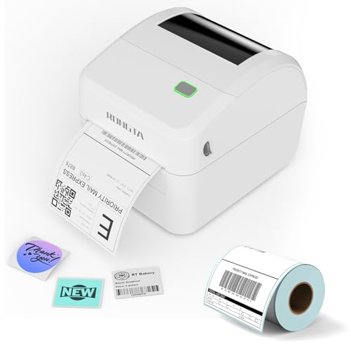 Image of Rongta Bluetooth Thermal Shipping Label Printer with 4x6 Thermal Labels, Fanfold Shipping Label 220 Sheets