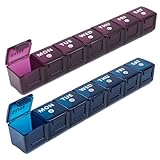 2-Pack Weekly Large Pill Organizer for Travel, 7 Day Pill Boxes and Organizer, Big Compartments Pill Case AM PM,14 Day XL Medication Organizer Dispenser for Fish Oils, Vitamin Holder Supplement