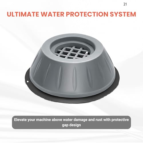 Image of SoraChi Washing Machine Stand Set of 4 Anti Vibration Pads | Elevated Plastic Feet Reduce Noise & Vibrations | Protects Against Water Damage Rust | for Front Load Top Load Semi Automatic (6x6cm)