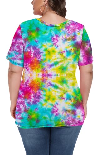 Image of ForHailey Women's Plus Size Short Sleeve Tee Shirt V Neck Basic Ladies Loose Fit T Shirt 1X-5X