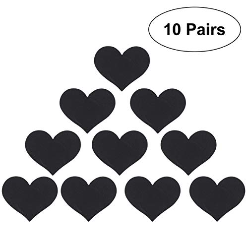 Tendycoco 10 pares adesivos para mamilos de cetim para mulheres (preto)