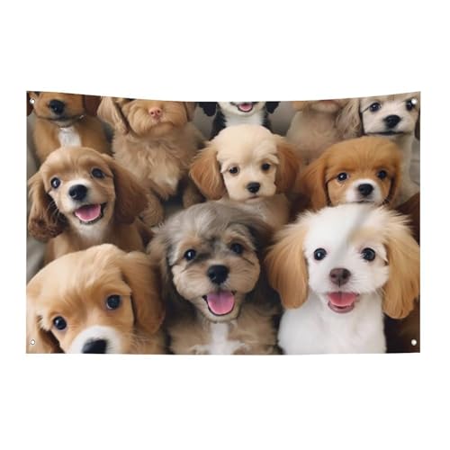 Drapeau chien mignon de qualité supérieure, polyester durable avec 4 œillets de fixation - 2