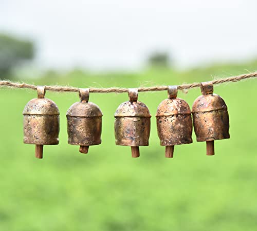 Vivanta Pack Of 10 Rustic Décor Vintage Christmas Decoration Ornaments Bells – Indian Décor Cow Bell For Craft – Small Tiny Mini Gold Tin Hanging Witch Bells – Jingle Bells For Crafts (2 Inch) #TOP4