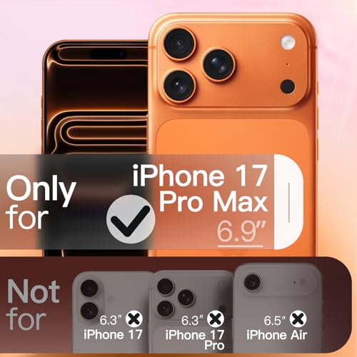 JETech Capa Glitter para iPhone 17 Pro Max 6,9 Polegadas Compatível com MagSafe, Transparente e Fofa com Brilho para Mulheres e Meninas, Case Brilhante Magnética (Laranja)